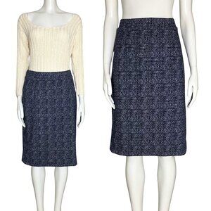 41 Hawthorn Navy Tweed Plaid Midi Skirt. Medium. Office Classic Preppy Pencil